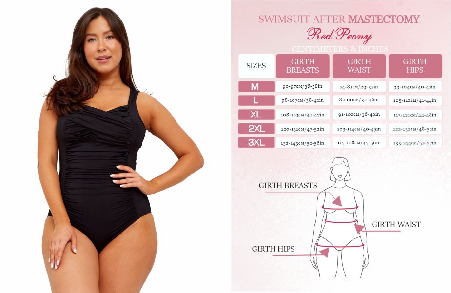 Mastectomy Pocketed One piece Swimsuit. Nadia