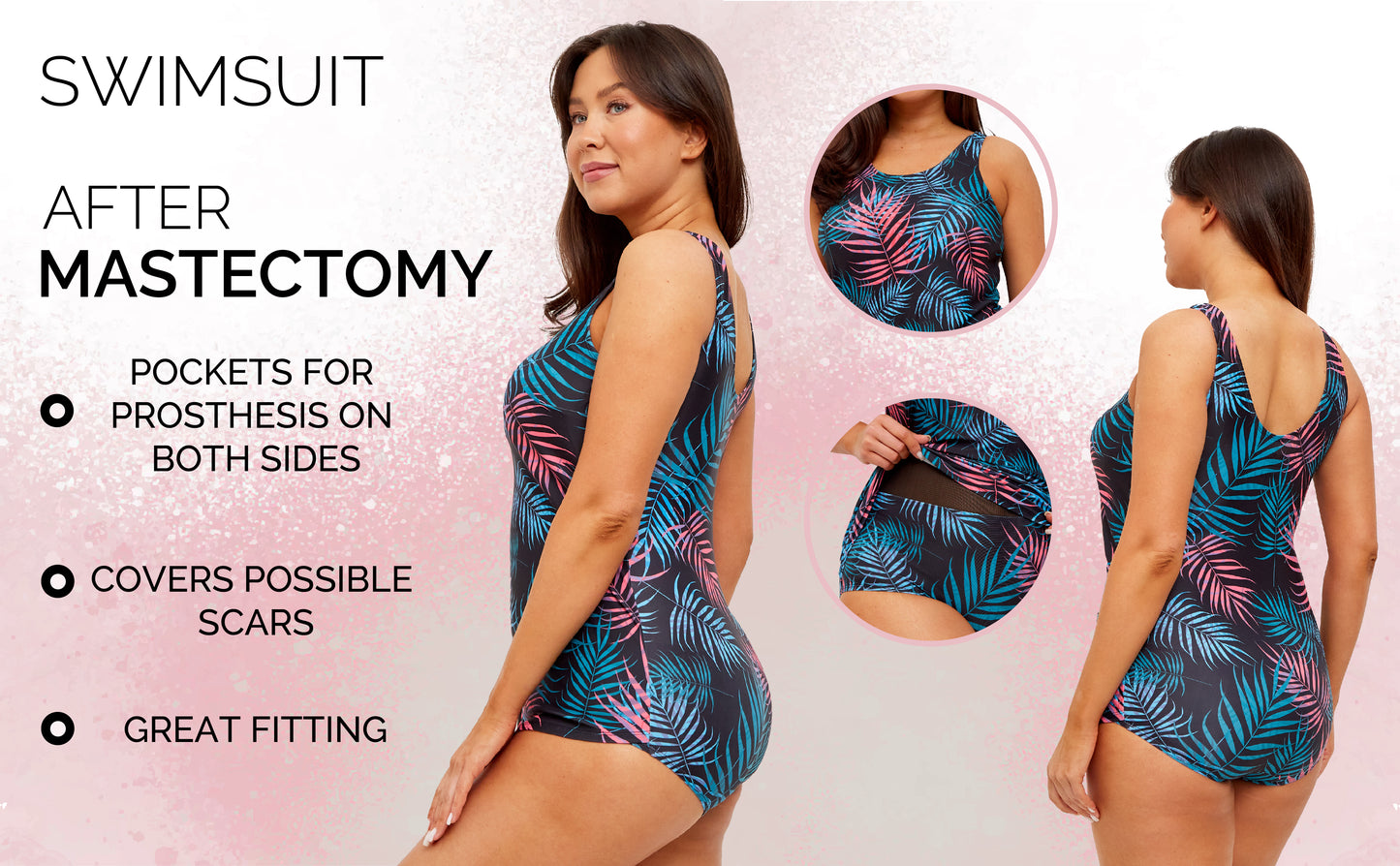 Mastectomy Pocketed one-Piece Swimsuit. Natalia