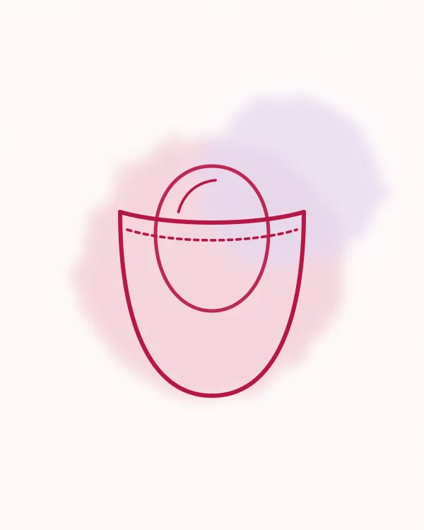 Watercolor drawing of a breast form tucked into a soft pocket