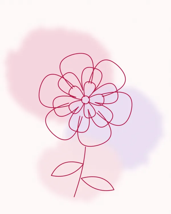 Watercolor illustration of a peony in soft pink and lilac