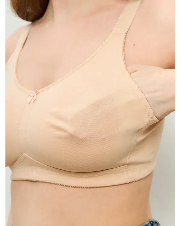 Close-up of the beige everyday mastectomy bra cup