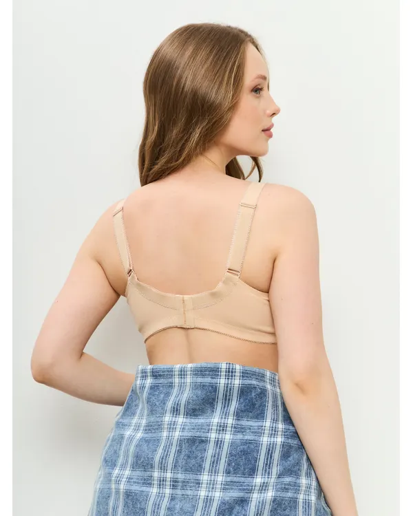 Beige everyday mastectomy bra, back view